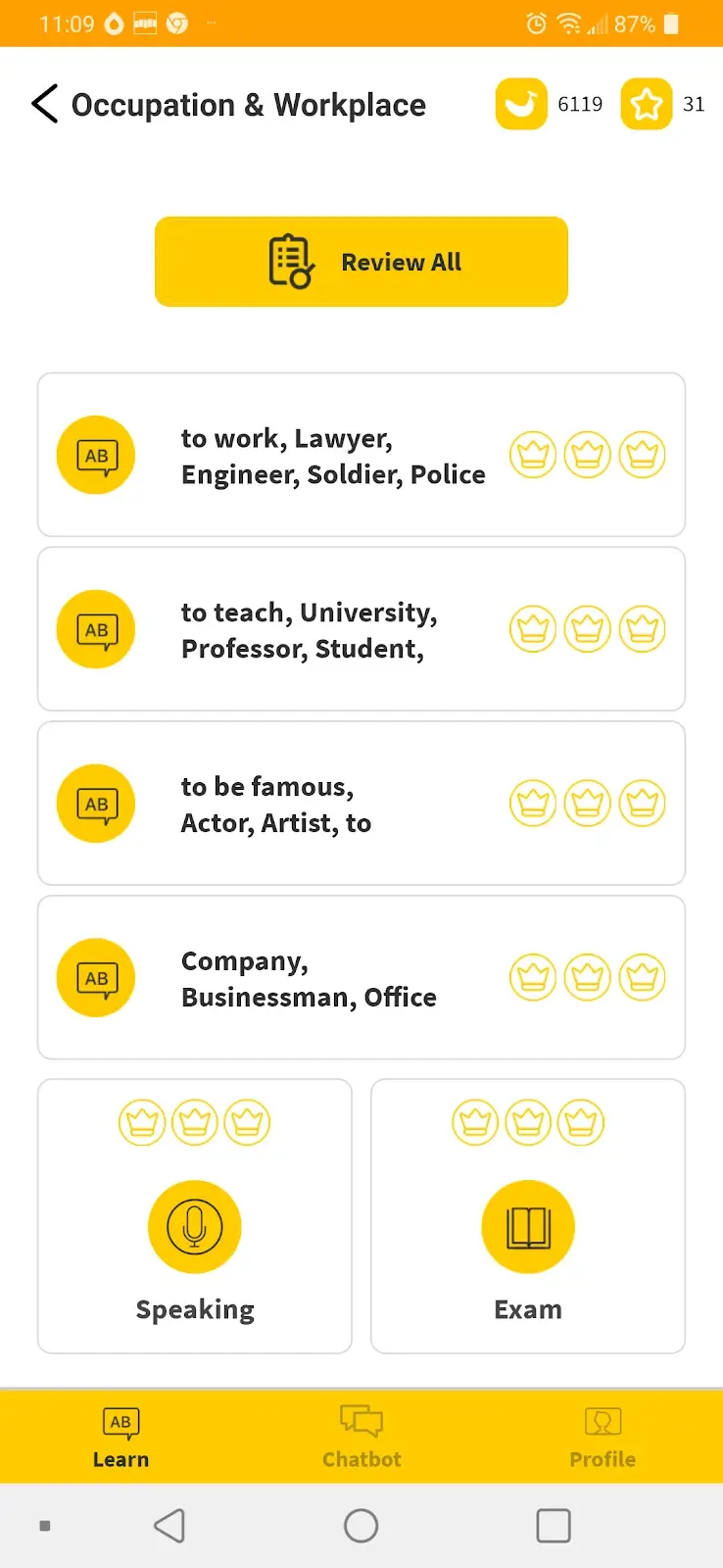 A screenshot of the Ling app